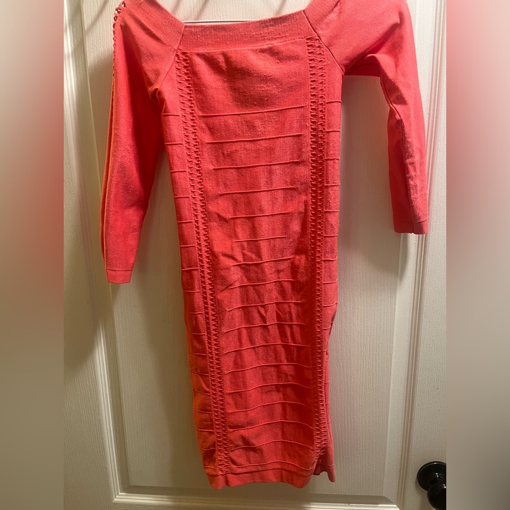 bebe Coral Long Sleeve Dress